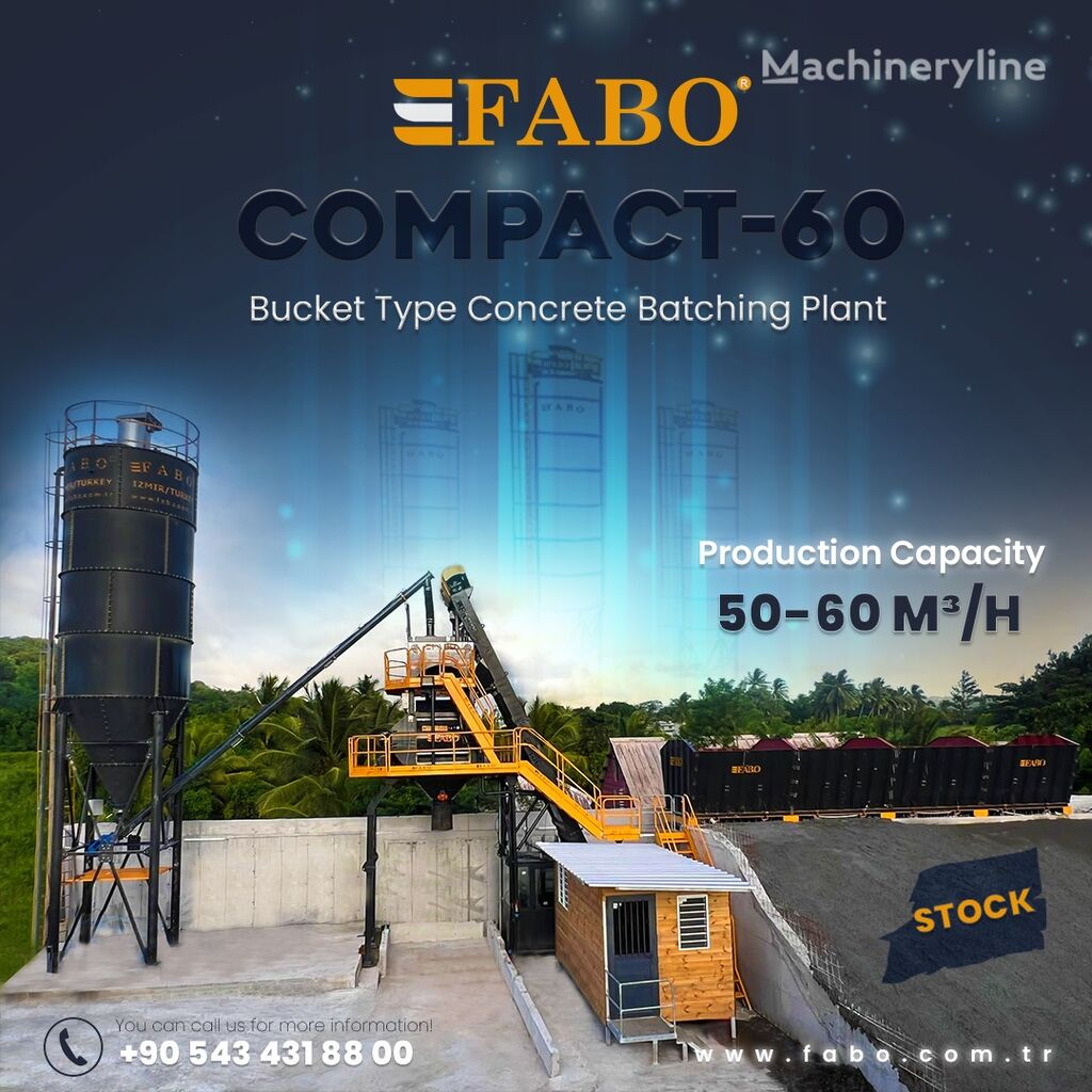 nowa betoniarnia FABO SKIP SYSTEM CONCRETE BATCHING PLANT | 60m3/h Capacity | STOCK